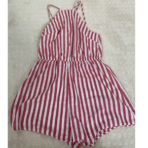 Red Striped Romper